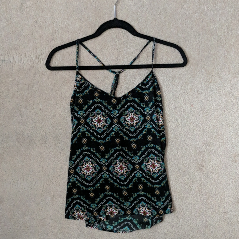 Black floral tank top
